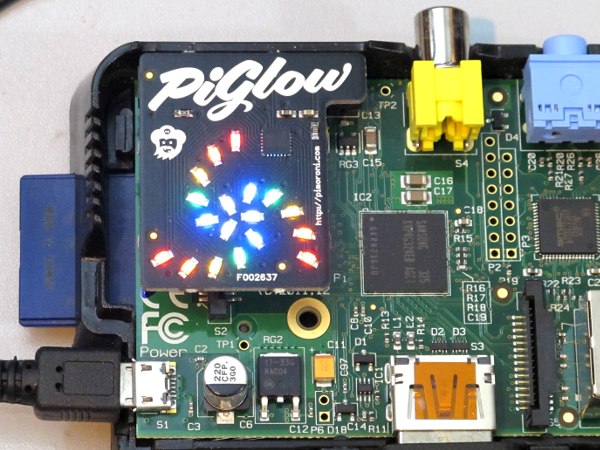 Piglow module installed on Pi